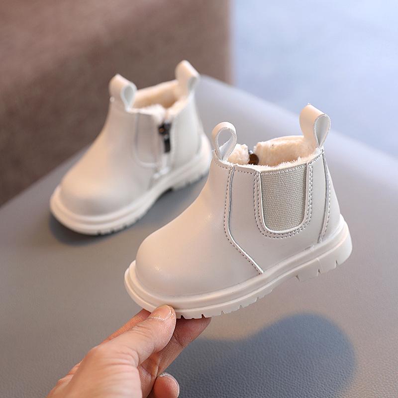 Baby Boots Autumn Winter Infant Warm Fur Shoes Newborn First Walkers Baby Toddler Boy Girl PU Leather Ankle Boots Beige, Pink 0