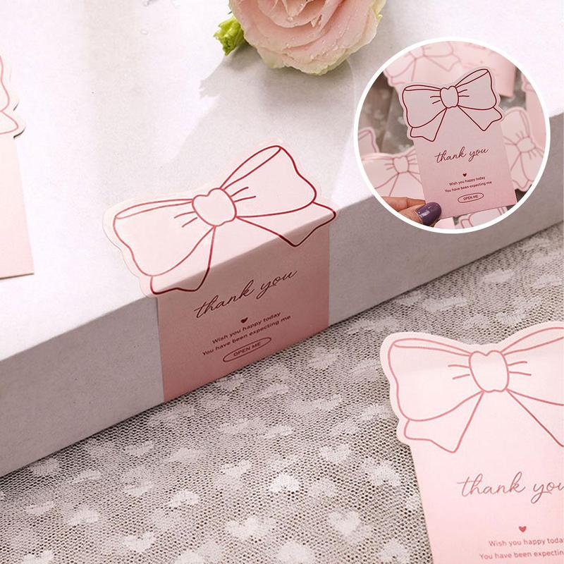Bowknot Design Thank You Sticker, 5/10/15pcs Gift Wrapping Sealing Sticker, Gift Packaging Decorative Sticker for Wedding, Bridal Shower, Graduation, Party 0