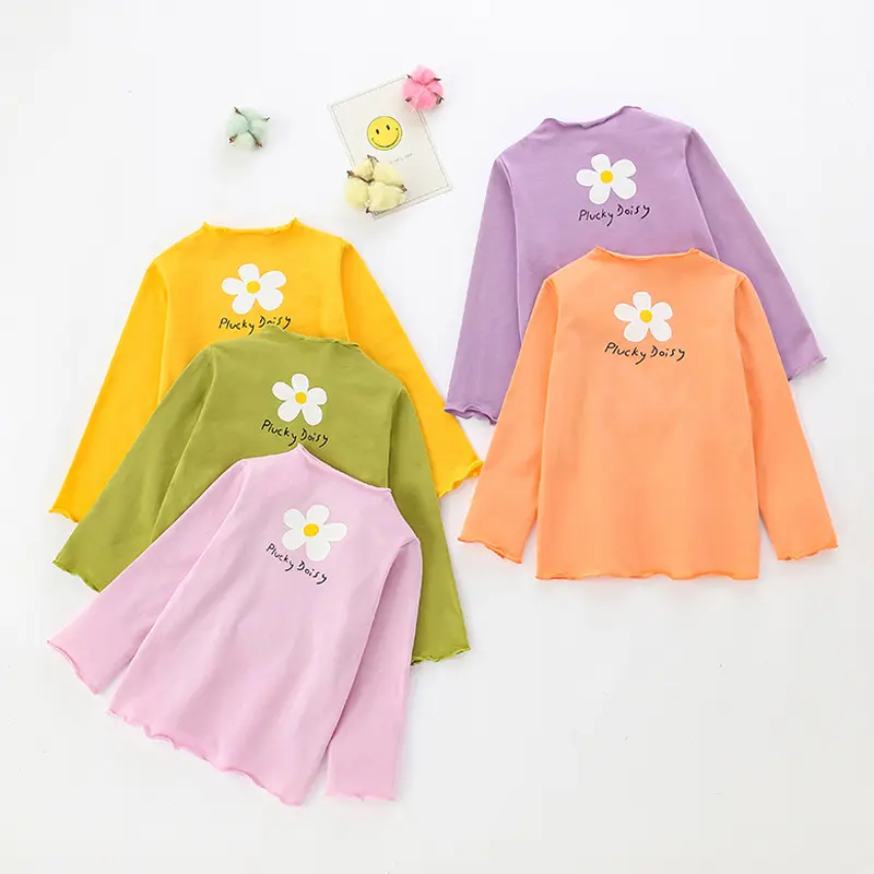 Girls' bottoming shirts, spring and autumn baby tops, baby girls' long-sleeved cotton T-shirts, sweet fruit clothes for children aged 0-2