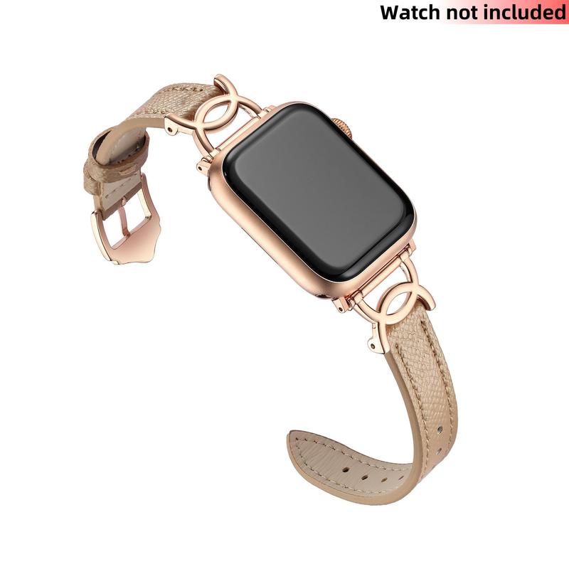 Fashionable Faux Leather Watch Band (Band Only), 1 Count Adjustable Watch Band for Apple Watch Series 9/8/7/6/5/SE/4/3/2/Ultra 2 0
