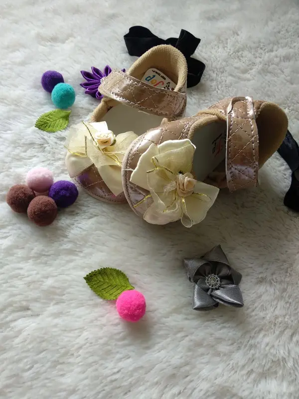 Sepatu Bayi Perempuan Bunga Pita 0 - 12 Bulan Kaki Anak-Anak Prewalker 1