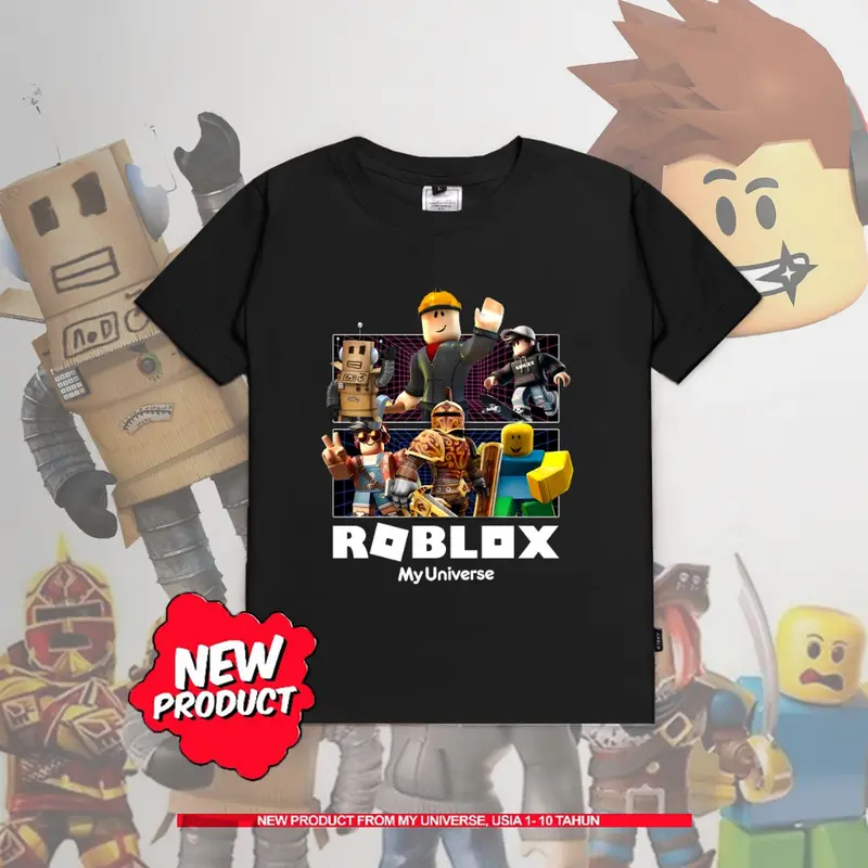 Otsky X My Universe Kaos Anak Logo Character Rob*ox Black X YK009 Cotton 30s 0