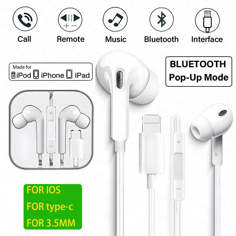  Tai Nghe Nhét Tai Nghe Lightning Chính Hãng Dành Cho Apple iPhone 14 Tương Thích Với 13 12 11 Pro Max Mini 6 7 8 Plus X XS XR SE Tai Nghe Có Dây Bluetooth 