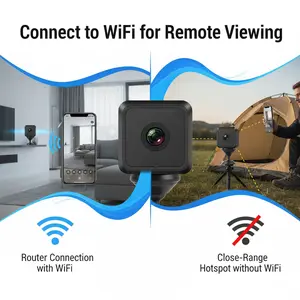 Kamera Pengawasan Persegi, Video HD dengan Penglihatan Malam, Kamera WiFi untuk Pengendalian Jarak Jauh melalui Aplikasi Seluler, Peringatan Deteksi Gerakan, Ditenagai USB, Dilengkapi dengan Stand Magnetik
