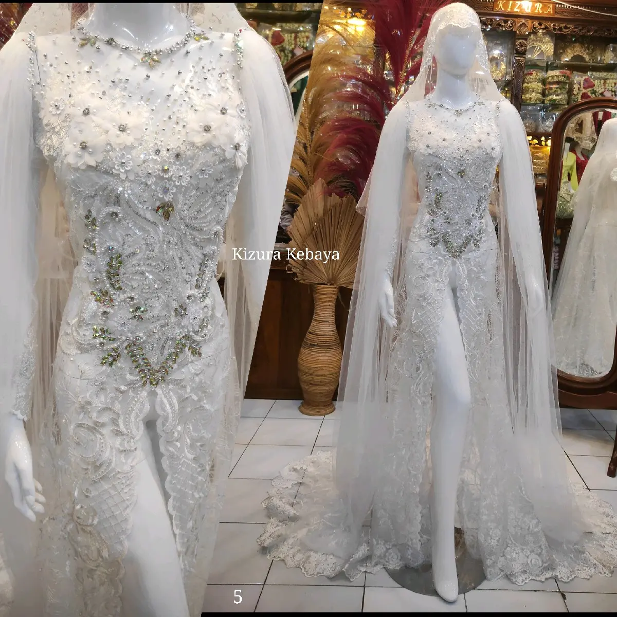 Kebaya Akad Putih  Pengantin Tile Akar