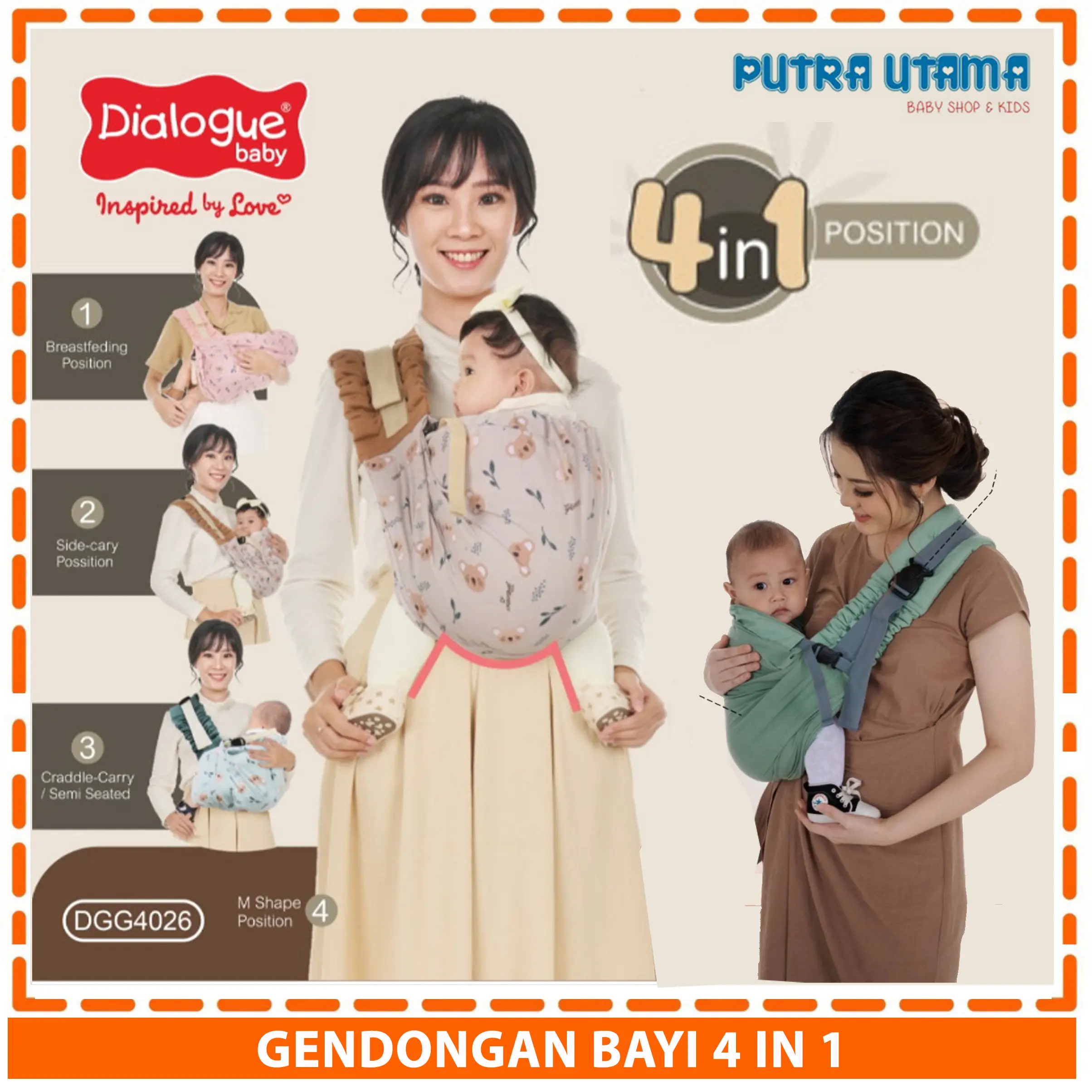 Gendongan Bayi GEOS 4 in 1 Gendongan Bayi Dialogue Baby Gendongan Kaos Geos Bayi Hipseat