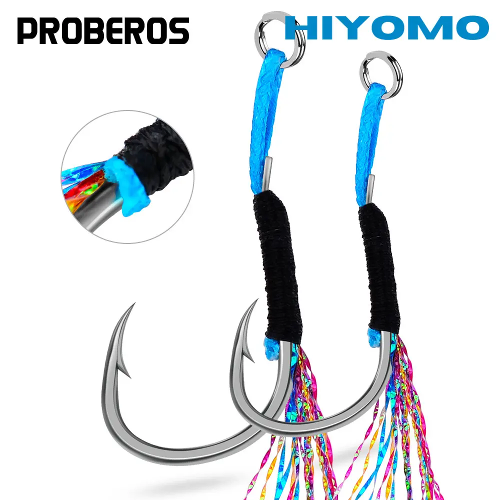 PROBEROS 1PCS Sharp Strong Jigging Fishing Hook 11# 13# 15# 17# Barbed Single Hook Slow Jigs Assist Hooks Saltwater Feather Fishhook Fishing Accessories