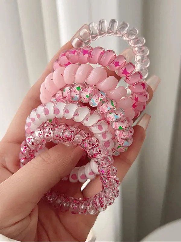 Women's Colorful Coil Hair Tie, Casual Trendy Elastic Hair Tie, No Crease Hair Small Ponytail Holders for Daily Use for Women & Girls, Fashion Hair Accessory 0