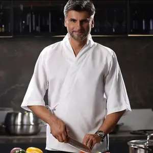 CHEEF ELITE Kimono Chef Clothes Sushi Restourant Kimono Waiter Kimono Koki Chef Unisex - Navi, S