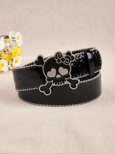 Punk Style Skull Design PU Buckle Belt, Fashion Goth Belt for Party, Daily Clothing Decor, Trendy All-match Cute Accessories for Birthday Gift