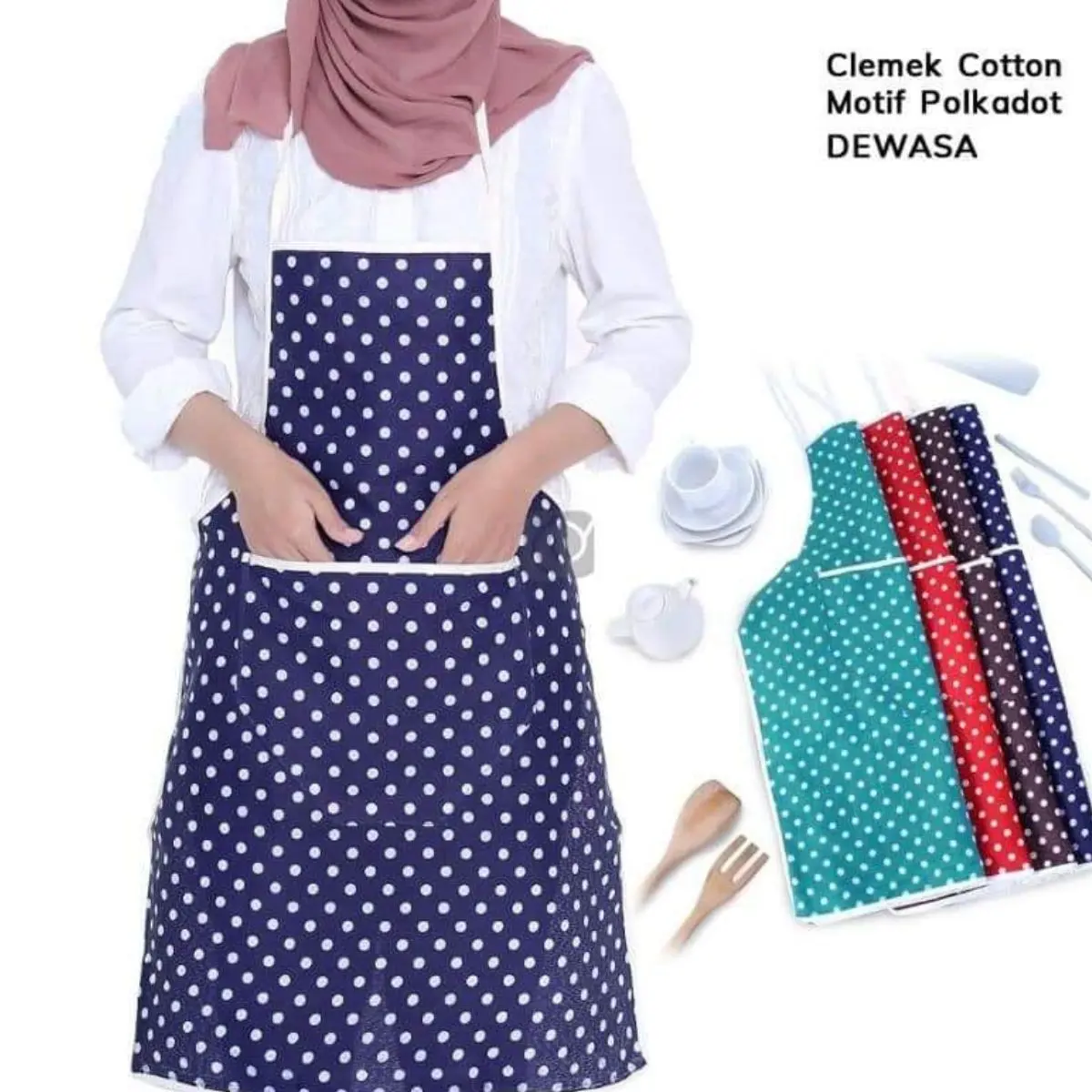 CELEMEK MASAK DEWASA/APRON/CELEMEK/CELEMEK MASAK/CELEMEK MURAH POLKADOT/CELEMEK POLKADOT/APRON POLKADOT Meimey.Shop