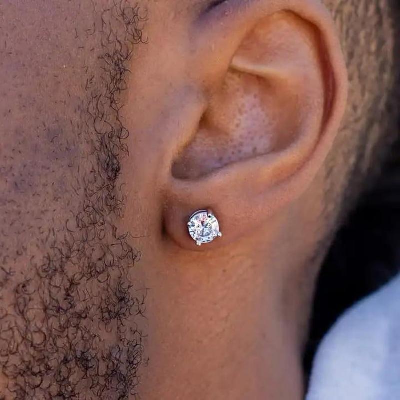Cassieca 2 Pairs Stainless Steel Magnetic Stud Earrings for Men Women Non-piercing CZ 5-8MM 2