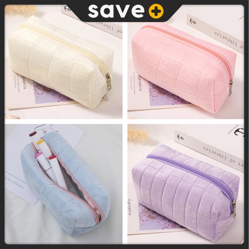 SAVE+ Puffy Cosmetic Bag Fluffy Makeup Pouch Pencil Case Travel ...