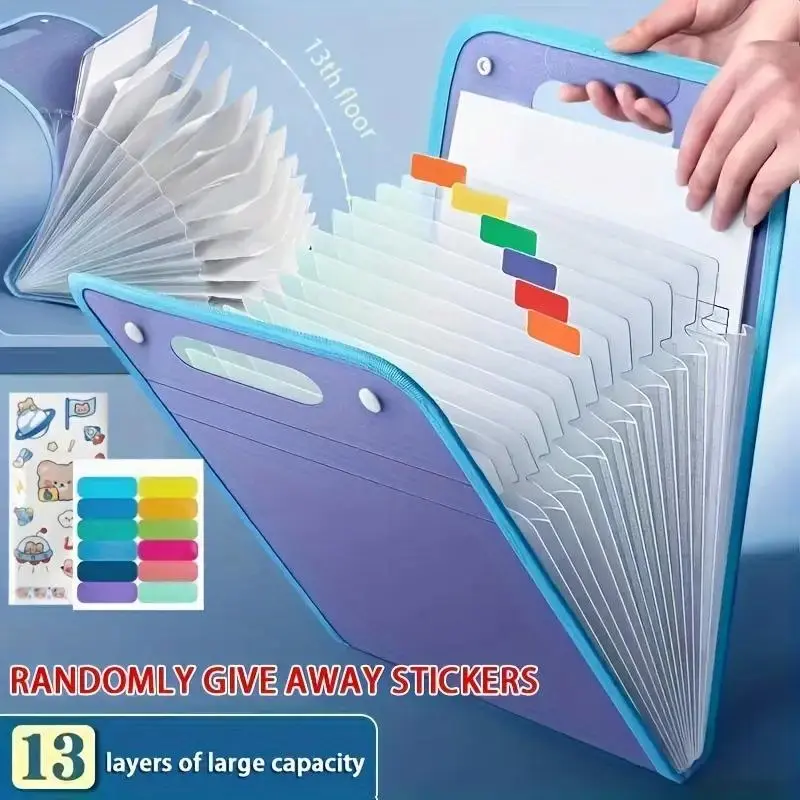 A4 Vertical File Organizer, 13 Pockets Waterproof Document Holder, Multi-color Office Storage Folder, Office Stationery & Supplies 7