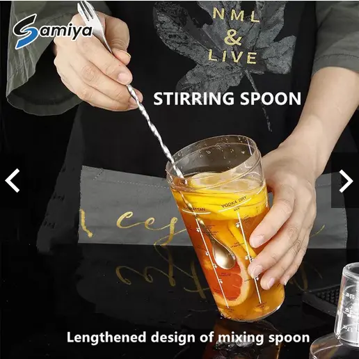 Long bar spoon 32cm dan 26cm / long tea spoon / sendok teh panjang cocktail mixing bar spoon fork 0