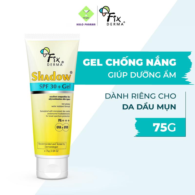 Kem Chống Nắng Dành Cho Da Dầu Mụn FIXDERMA Shadow SPF 30+ Gel Bảo Vệ Da Trước Tia UVA, UVB, Mỏng Nhẹ 75g [Hùng Lợi] kcn