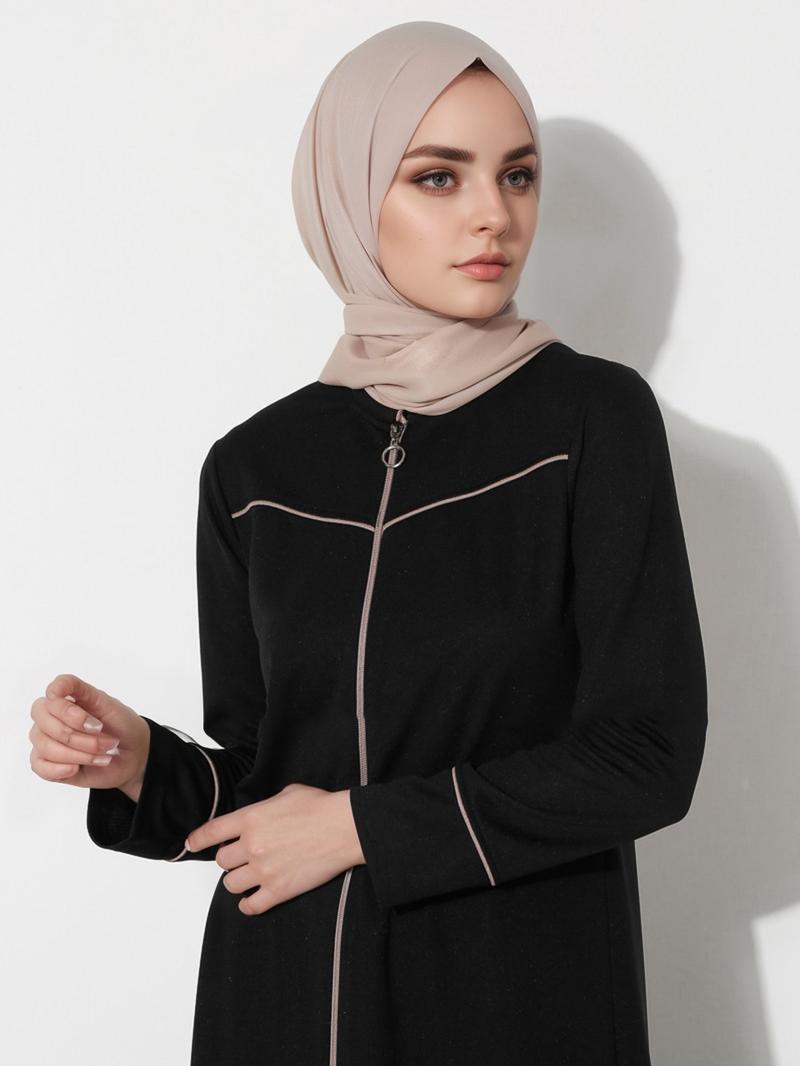 Product Introduction of Clearance Cross-Border Foreign Trade Muslim Clothing Abaya Cardigan Coat Long Zipper Autumn Clothing Dress Middle East 5