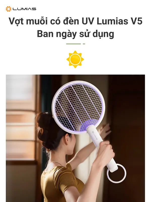 Vợt muỗi có đèn UV Lumias V5 - Lưới bảo vệ 5 lớp vot muoi 6