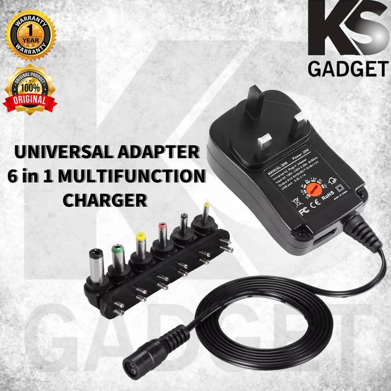 6 In 1 Multifunction Universal AC/DC Power Adapter Centre Positive ...