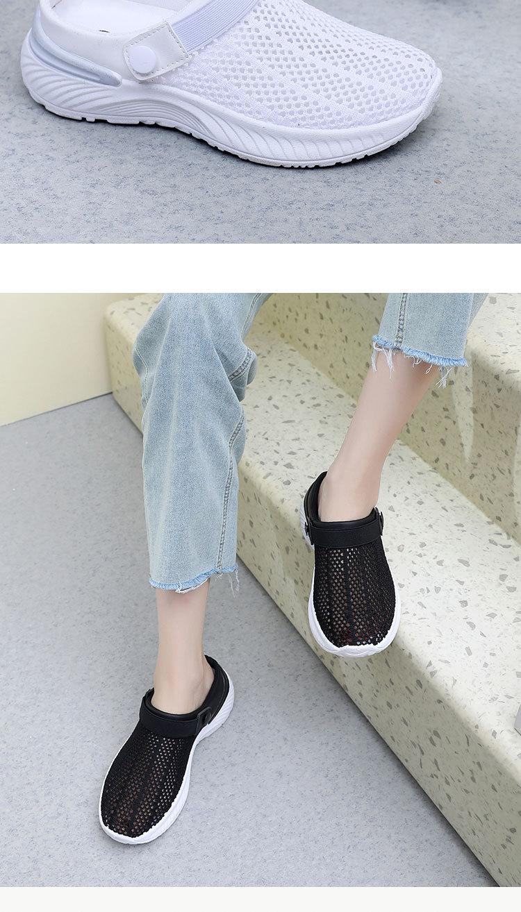 Product Introduction of 2025 Summer Women's Breathable Hollow-out Mesh Shoes Slip-on Lazy Semi Slipper Hole Shoes Fashion Casual Beach Women's Sandals 16