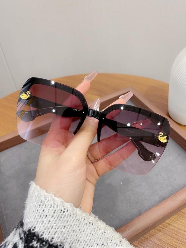 Unisex Vintage Frameless Square Sunglasses, Trendy Sunglasses for Everyday Use, Fashion Accessories for Outdoor Activities 3