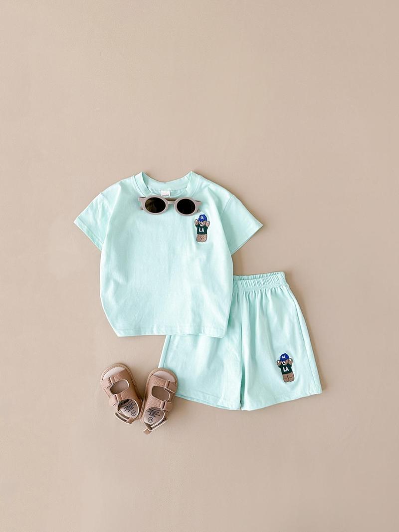 Product Introduction of Baby's Cartoon Embroidery Short Sleeve Tee & Elastic Waist Shorts Two-piece Set, Casual Summer Outfits Clothes for Infant Toddler Kids, Newborn Baby Gifts 7