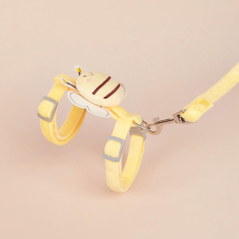 Product Introduction of Cat Chest and Back Bee Adjustable Hand Holding Rope Breathable Small Dog Dog Dog Leash Walking Cat Dog Leash Cartoon 9