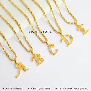 Kalung Huruf Wanita GoldTitanium Anti karat Dan Tidak Luntur.