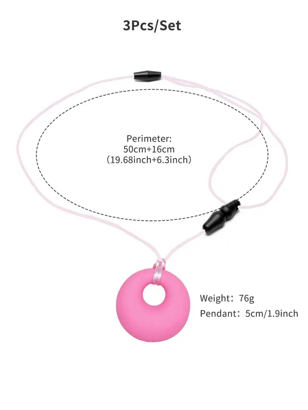 Cute Round Shape Silicone Pendant Necklace, 3pcs/set Sensory Relief Stress Relief Jewelry for Kids & Adults, Versatile Jewelry As Gift for Friends 1