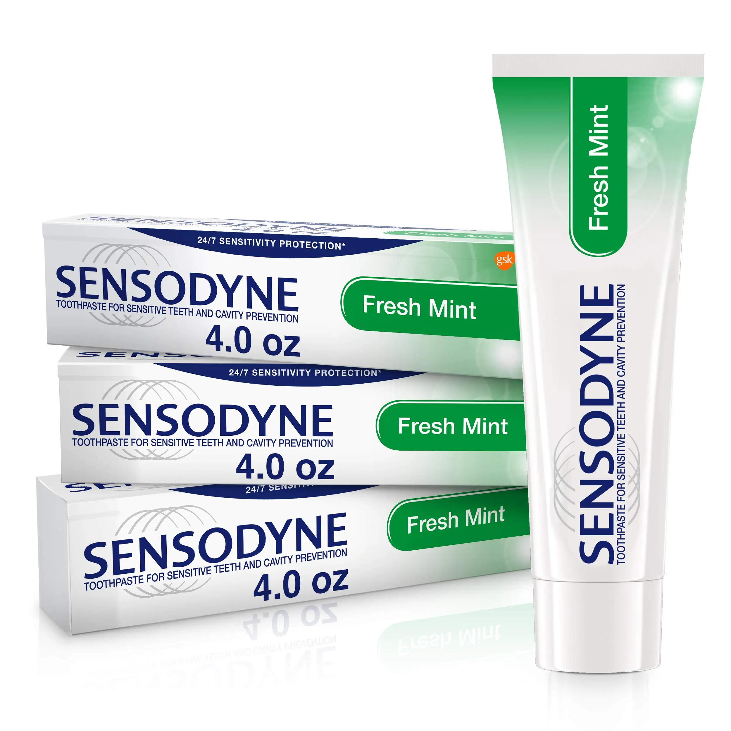 COMBO 4 tuýp kem đánh răng SENSODYNE chống ê buốt,khử mùi Tặng 1 bàn chải BOSSI CAO CẤP