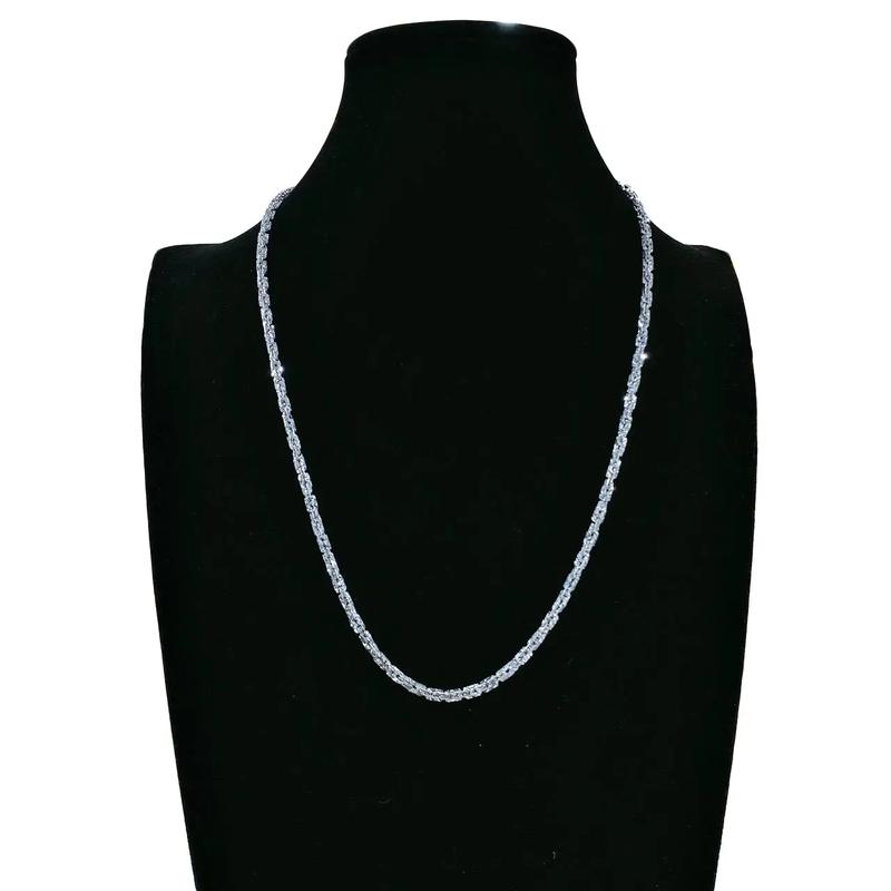 Dây Chuyền Nữ Bạc 925 Xi Kim Xoắn Vuông Bản 3mm NCX038 Hà Tuấn Jewelry