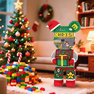 クリスマス ベア 組立セット 6150ピース 43cm 高さ 男の子＆女の子のための創造的なDIYおもちゃ ホームデコレーション用