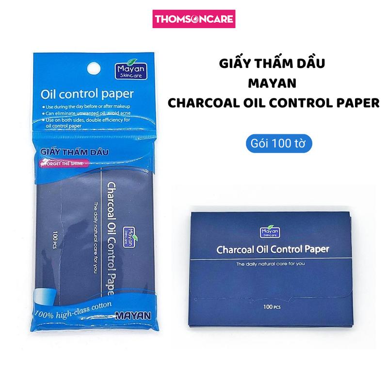 [COMBO] Giấy Thấm Dầu Mayan Charcoal Oil Control Paper - Gói 100 tờ than hoạt tính