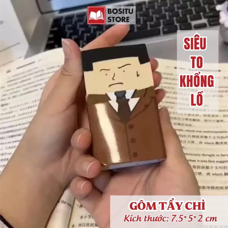  Gôm tẩy bút chì chủ tịch đầu hói khổng lồ 7.5cm cục tẩy chì ngộ nghĩnh - tẩy nhanh sạch ít vụn _ Bositu Store 