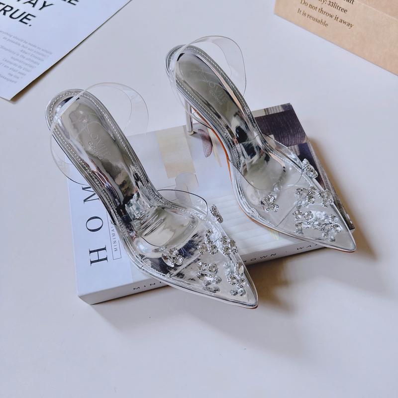 Product Introduction of LOVIIECORNER GIÀY CAO GÓT MŨI NHỌN SLINGBACK - FORM BÉ - GUỐC NỮ QUAI TRONG ĐÍNH ĐÁ SANG TRỌNG GÓT ĐŨA 9 PHÂN - G240870 8