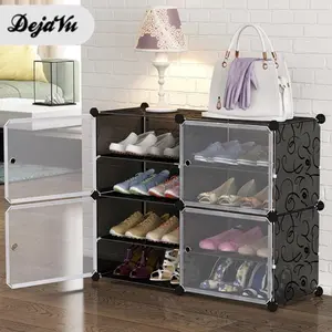 Dejavu Lemari Sepatu Susun Plastik Portable Kotak Rak Sepatu Transparan Tebal Shoes Storage Box Tempat Penyimpanan Serbaguna HRS102
