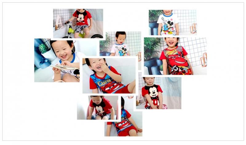 Product Introduction of Summer Children pajamas set Short Sleeve T shirt shorts car boy pyjamas kids Lightning McQueen pajamas cartoon baby sleepwear 4