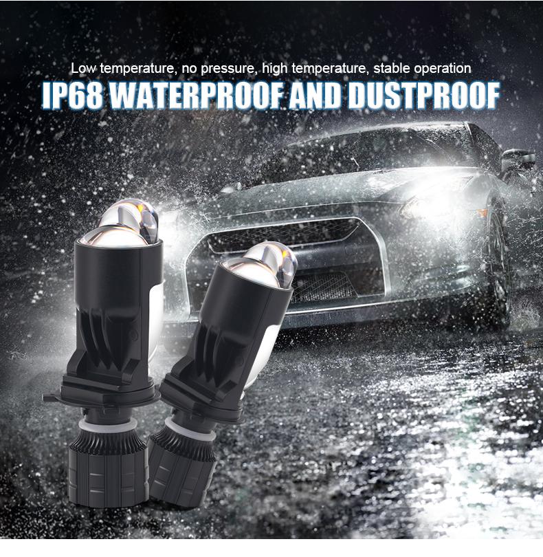 Product Introduction of H4 Bi LED Lenses Projector Headlight 6000K Dual Projector Lens Auto Bulbs 160W High Low Beam Car Motorcycle lamps With Turbo Fan 19