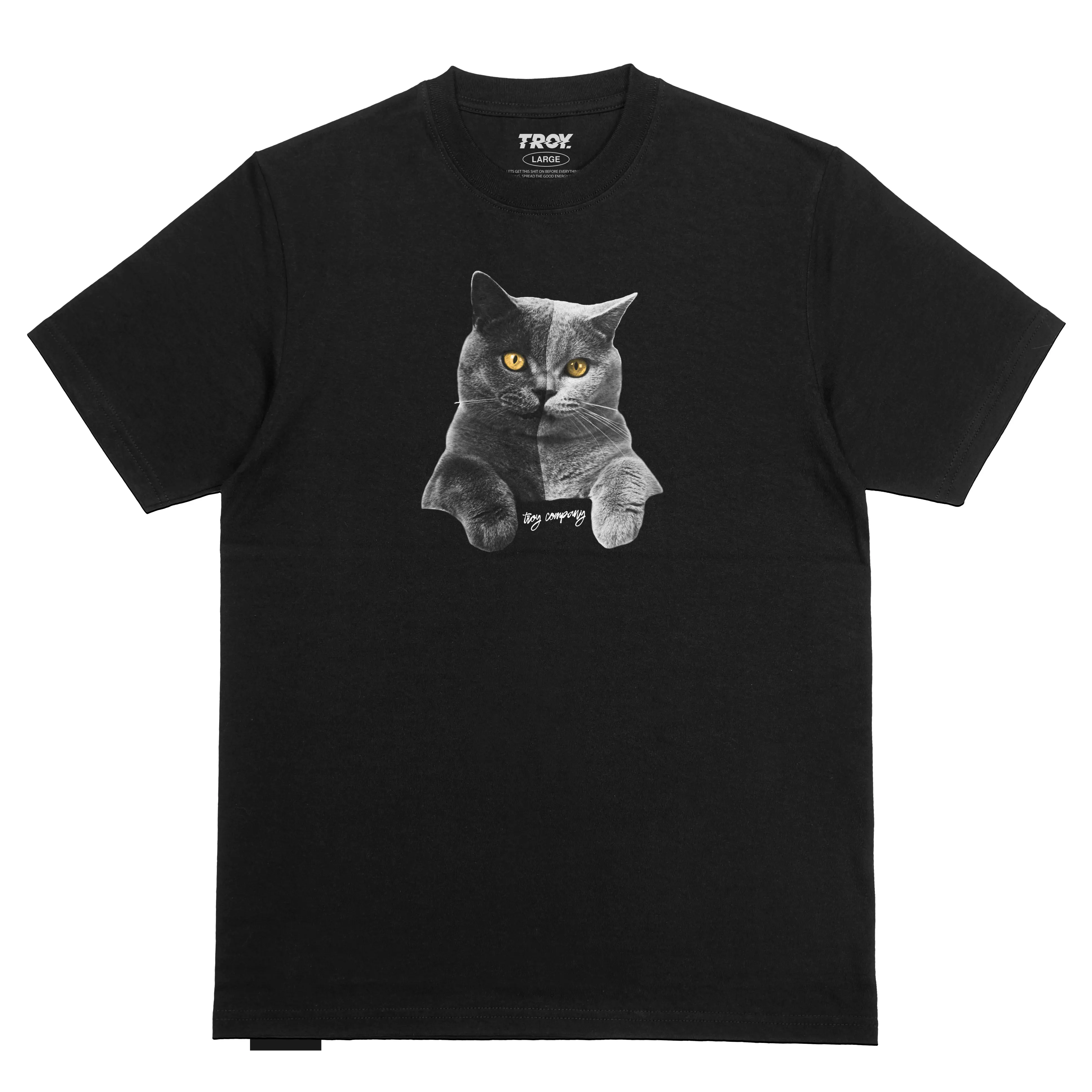 Troy Company Tshirt Black Cat Ibil - Kaos Pria Lengan Pendek Hitam MT 2172