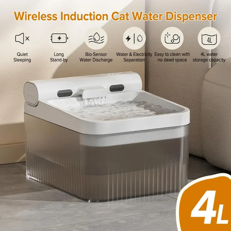 4L Wireless Cat Water Dispenser, Rechargeable Pet Water Dispenser for Cats, Motion Sensor Cat Water Dispenser with 6 Filters 3