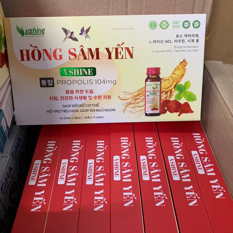Nước uống Hồng sâm Yến vshine ( hộp 10 lọ) 2
