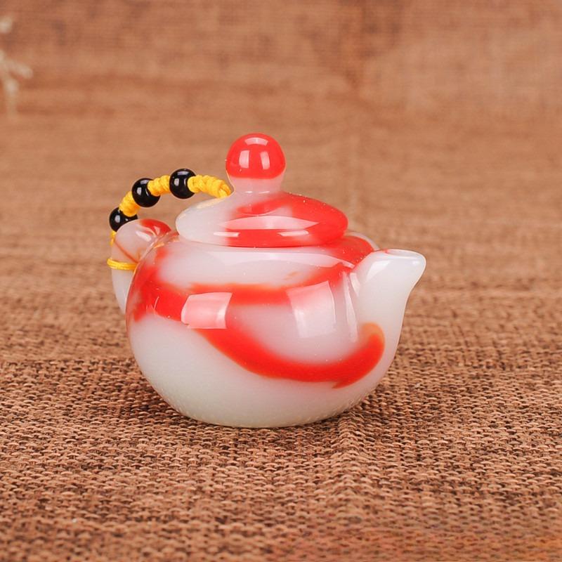 Product Introduction of Colorful jade white jade jasper teapot hand handle piece chicken blood jade pot hand play piece handle pot small wine pot play piece pendant 4