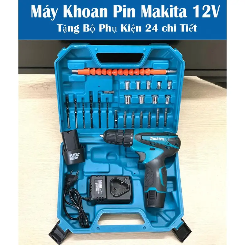 [TẶNG BỘ 24 CHI TIẾT] Máy khoan PIN cầm tay MAKITA 12v - Máy khoan pin - Máy khoan mini - Khoan sắt, khoan gỗ, bắt vít - Có 2 Phân Loại 5