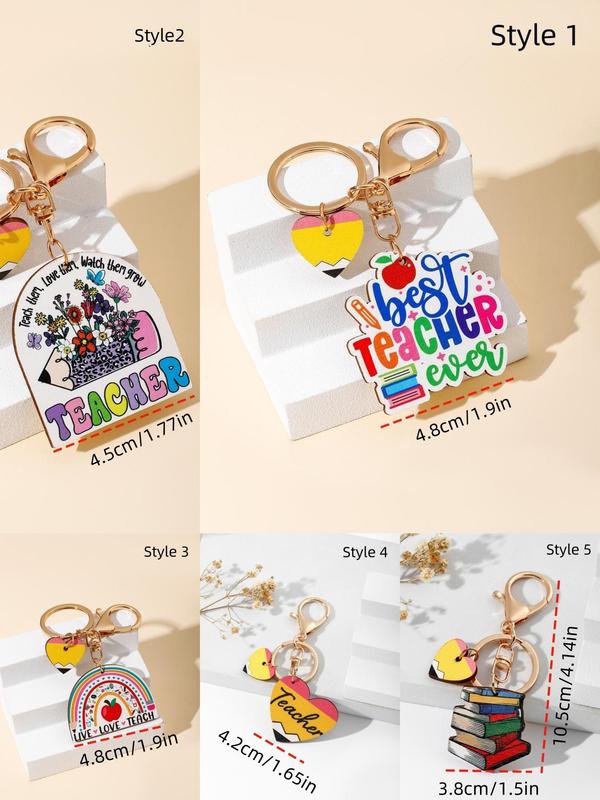 Creative Heart & Slogan Design Keychain, Cute Keychain for Teacher, Keychain Bag Pendant, Charms Car Keychain Accessories As Gift 1