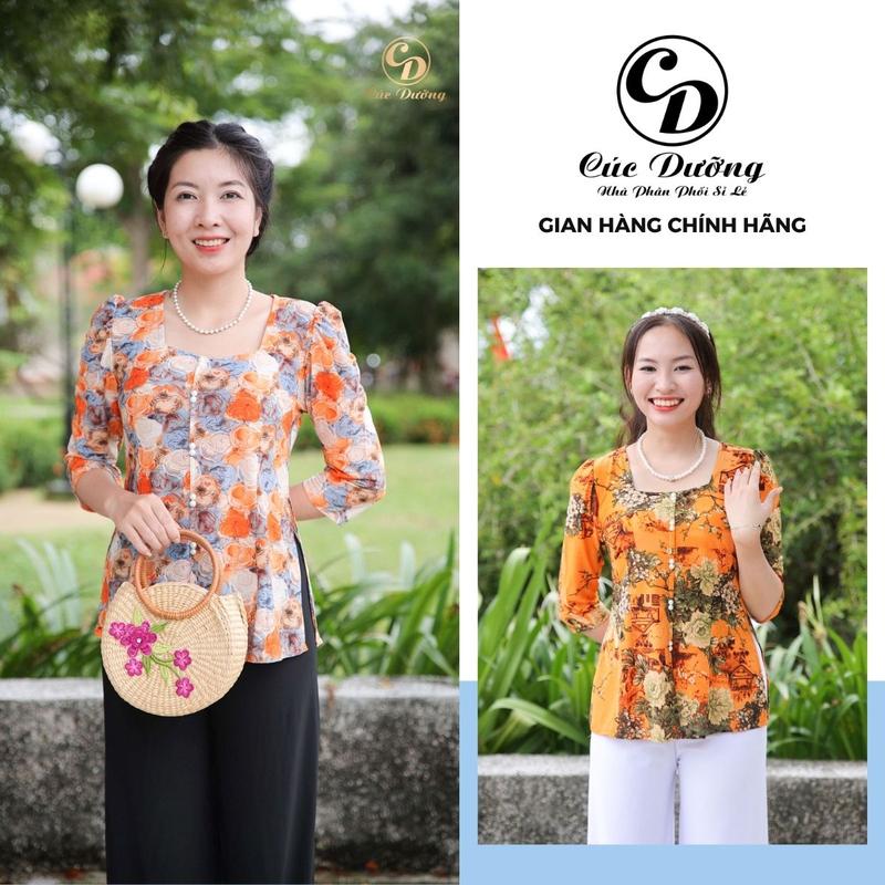 Áo Bà Ba Tay Lỡ Cách Tân Hoa Văn Cổ Vuông Vai Bồng Xẻ Tà Áo Đi Chùa Chụp Hình Du Xuân