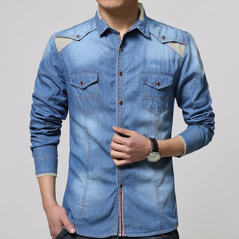 TBL - Kemeja JEANS AXTON Jeans Wash Kemeja pria lengan panjang bahan JEANS WASH 0