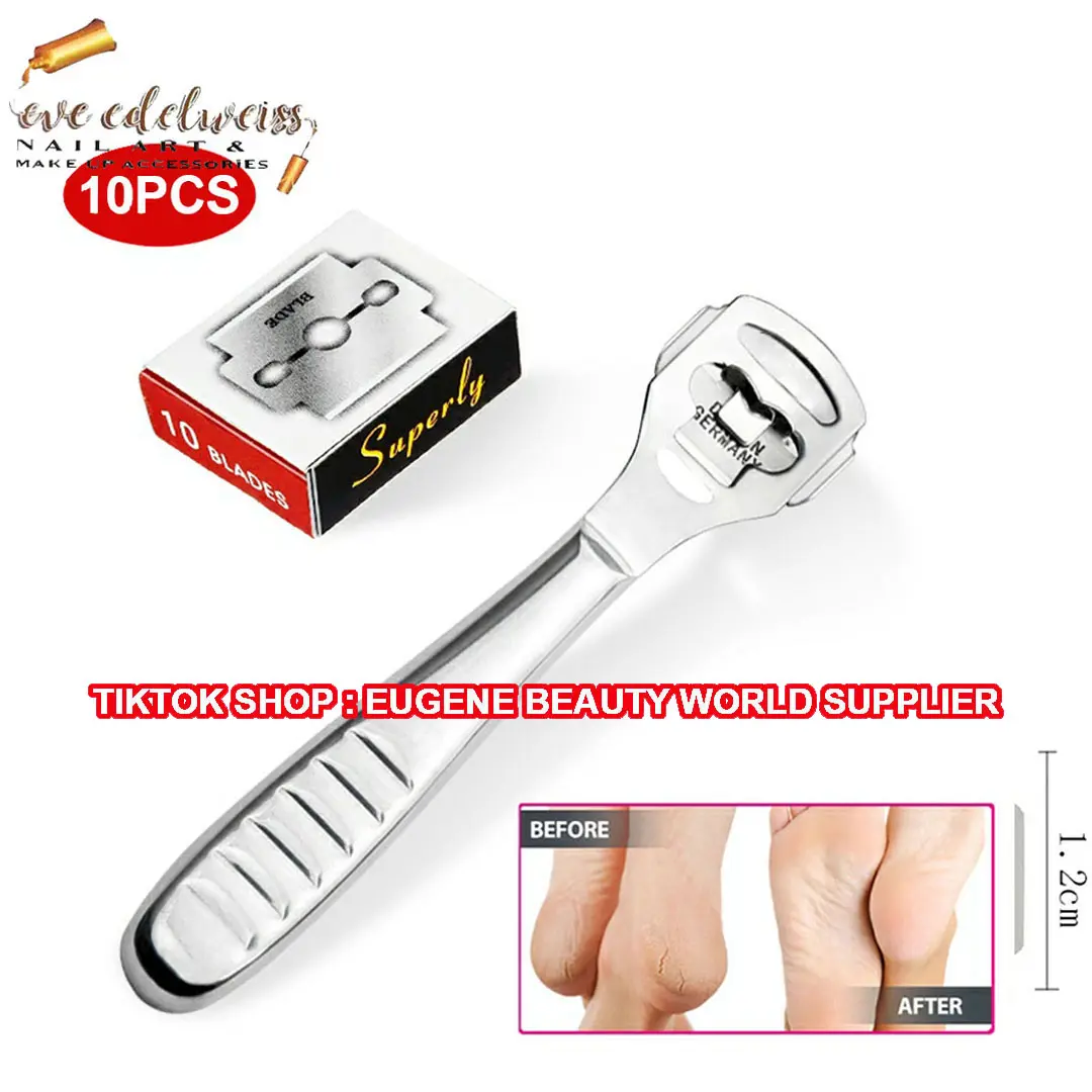 FREE 10PCS REFIL SILET - KEROKAN KULIT KAKI MATI ALAT PEDICURE STAINLESS STEEL ALAT PENGHILANG KULIT MATI KAKI SHAVER FOOT ALAT PENGHALUS TELAPAK KAKI PEDICURE AMPLAS KAKI PENGIKIR KULIT MATI KAKI CREDO ALAT PENGASAH KULIT MATI TELAPAK KAKI Nail Kuku