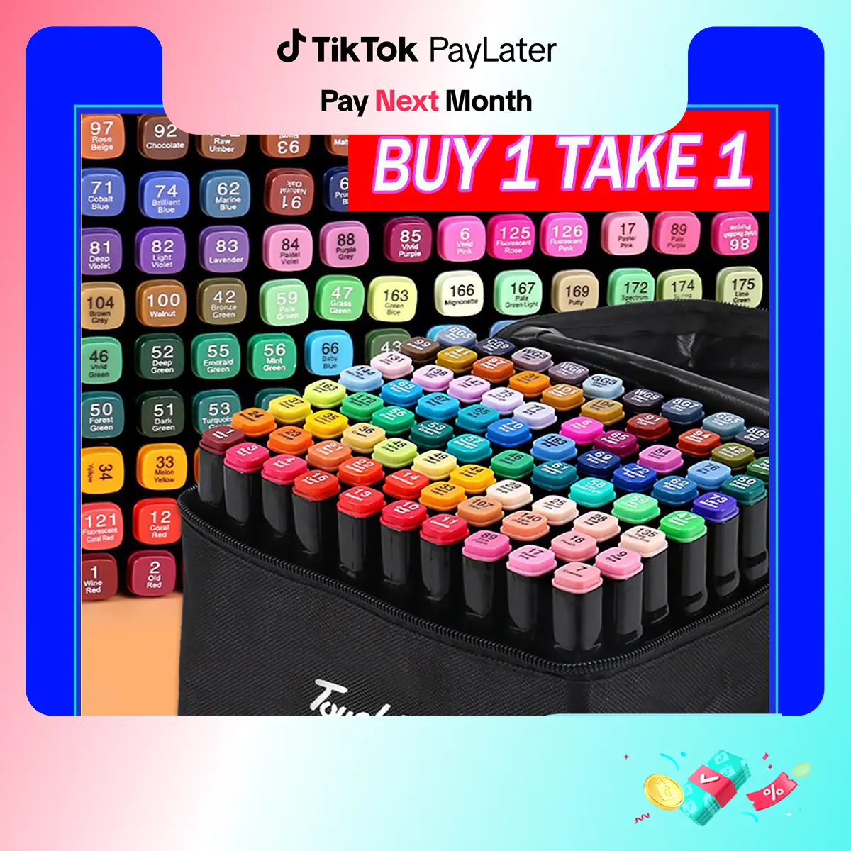 【Buy 1 take 1】24/36/48/60/80 Colors markers set double tip oily alcohol ...
