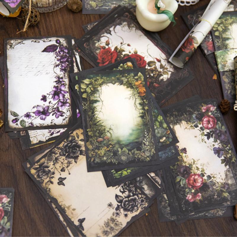 Product Introduction of Vintage Flower Pattern Non-stick Material Paper, 150pcs/set Scrapbooking & Stamping DIY Material Decorative Background Paper, Office Accessories 2