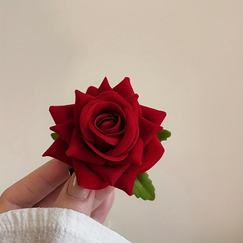 Kẹp Tóc Hoa Hồng Đỏ, Thiết Kế Thanh Lịch Và Lãng Mạn, Phụ Kiện Tóc Đặc Biệt Dành Cho Nữ, Hoàn Hảo Làm Quà Tặng Ngày Lễ Tình Nhân, Một Chiếc Kẹp Tóc Women 5